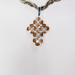 Pendant 30cm - Proserpine-Khaki Braid - Pendant 30cm - Laiton argenté
